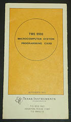 TMS9900 PROGRAMMING CARD